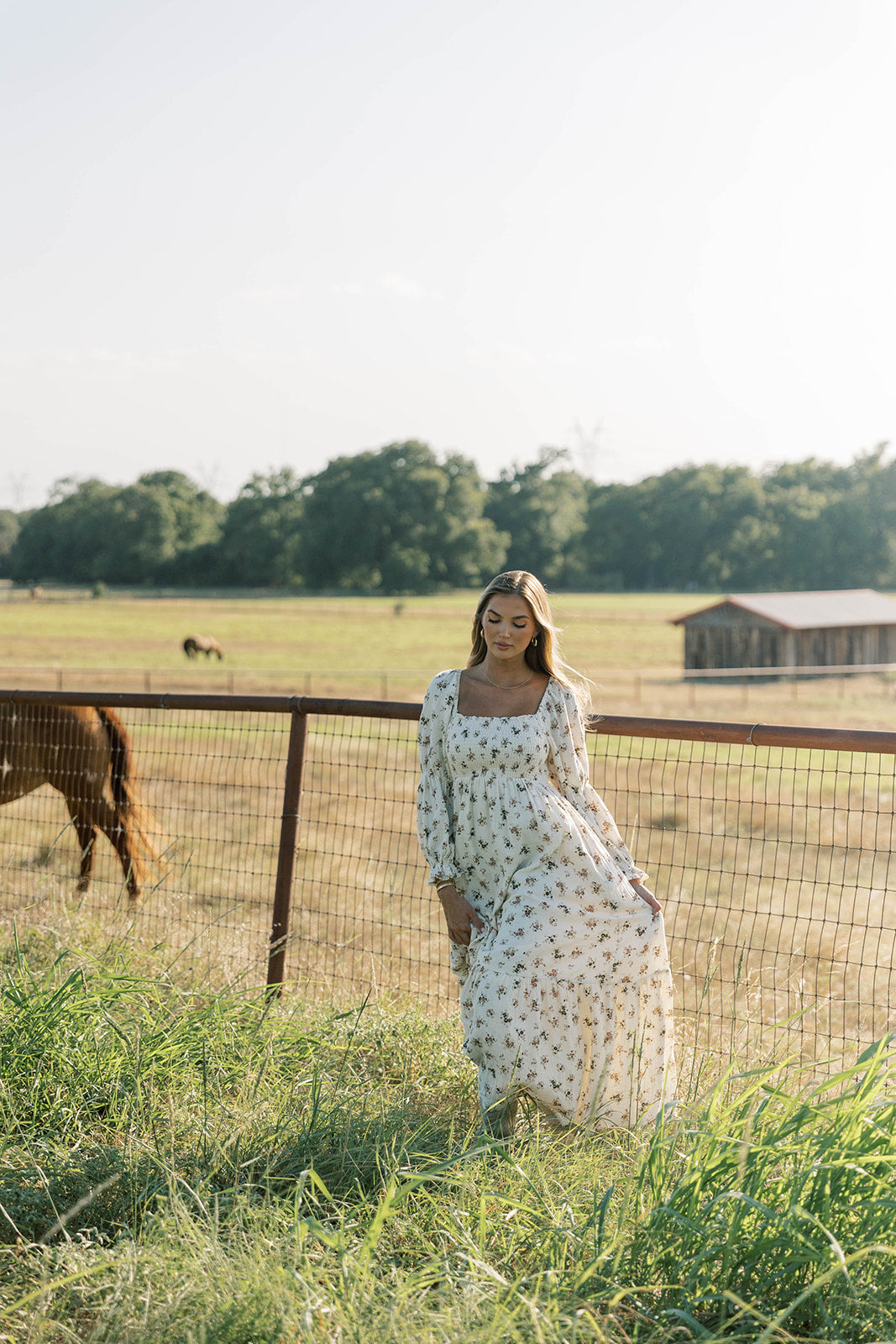 Emerson Maxi Dress with Long Sleeves in Ivory