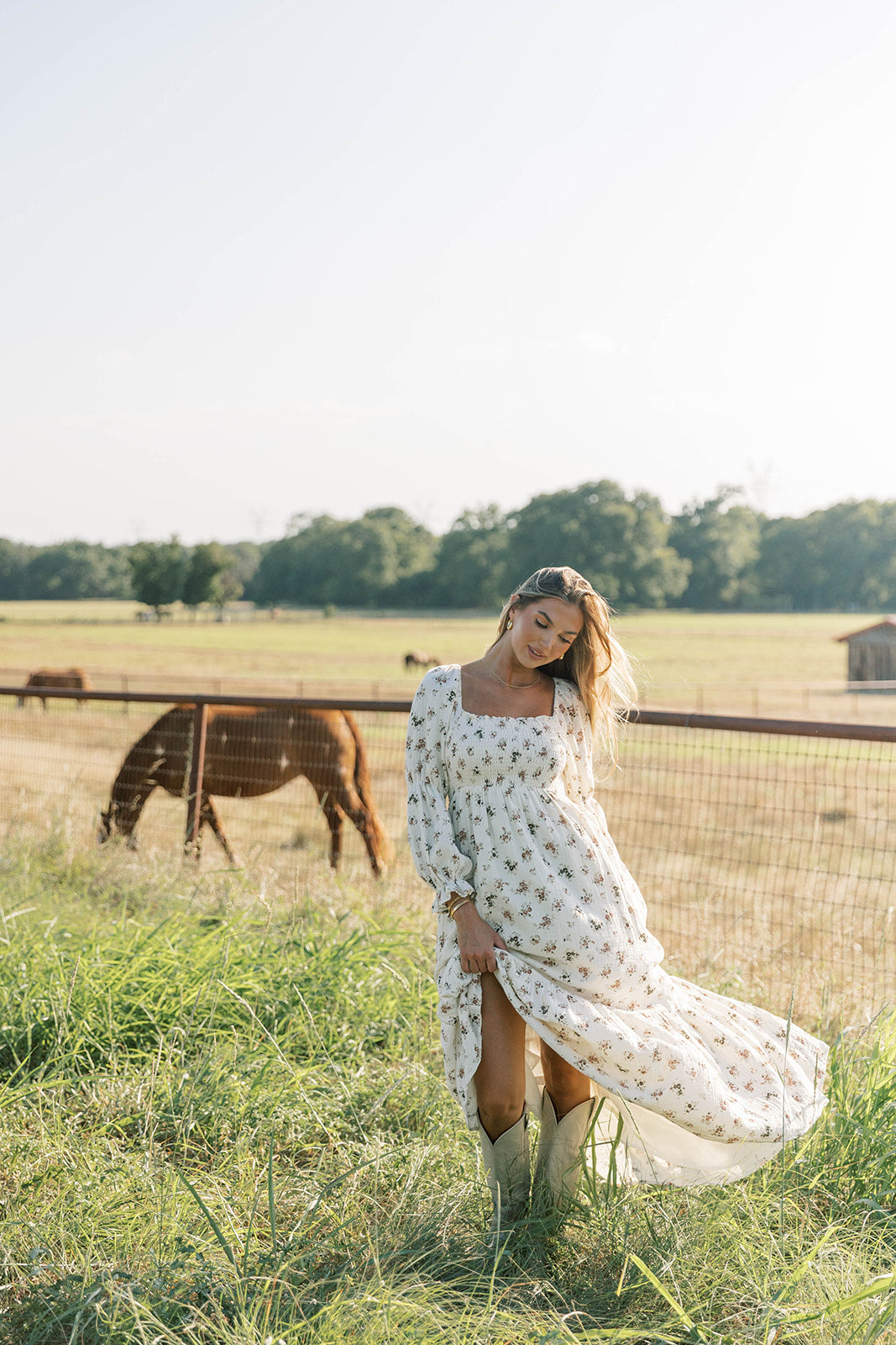 Emerson Maxi Dress with Long Sleeves in Ivory