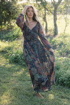 Steph Smocked Button-Front Maxi Dress in Midnight Floral *Final Sale*