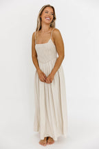 Josefina Smocked Maxi Dress in Natural - Bump Friendly
