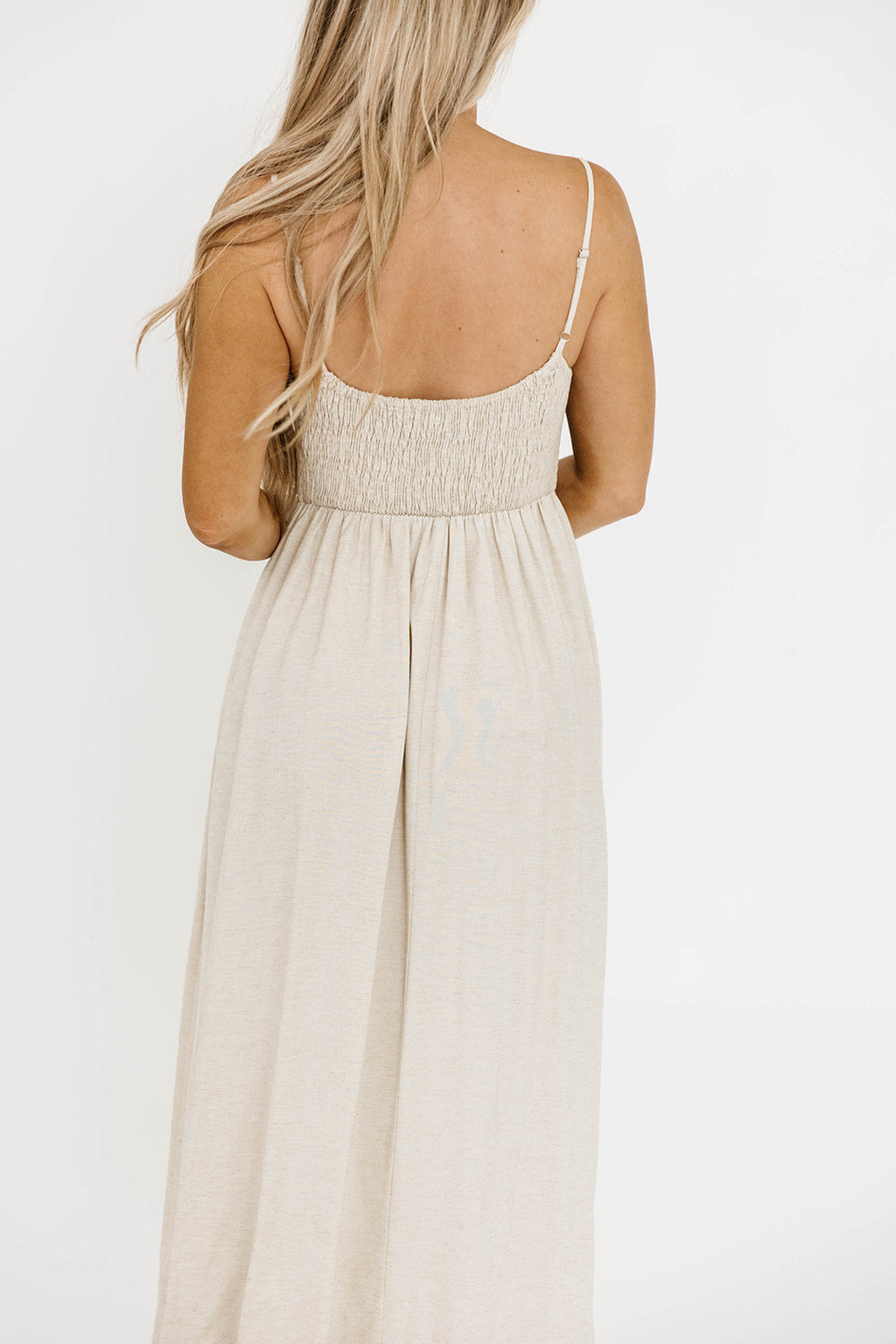 Josefina Smocked Maxi Dress in Natural - Bump Friendly