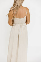 Josefina Smocked Maxi Dress in Natural - Bump Friendly