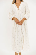 Hunter Midi Dress in Soy/Sage Foliage