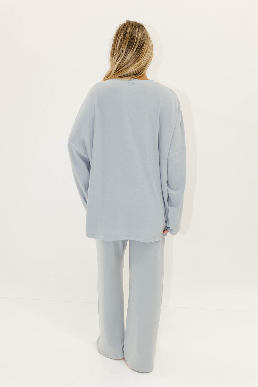 Naomi Oversized Fleece Top in Dusty Blue