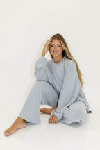 Naomi Oversized Fleece Top in Dusty Blue