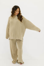 Naomi Oversized Fleece Top in Green Taupe
