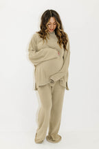 Naomi Oversized Fleece Top in Green Taupe