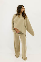 Naomi Oversized Fleece Top in Green Taupe