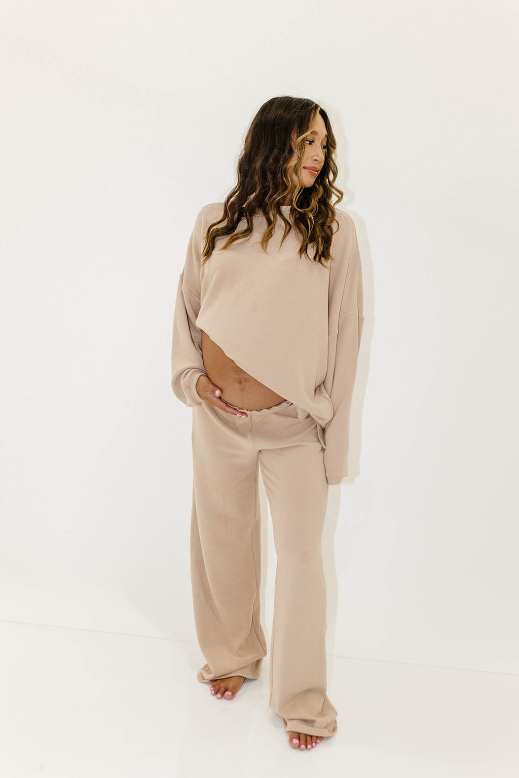 Campbell Fleece Lounge Pants in Dusty Blush
