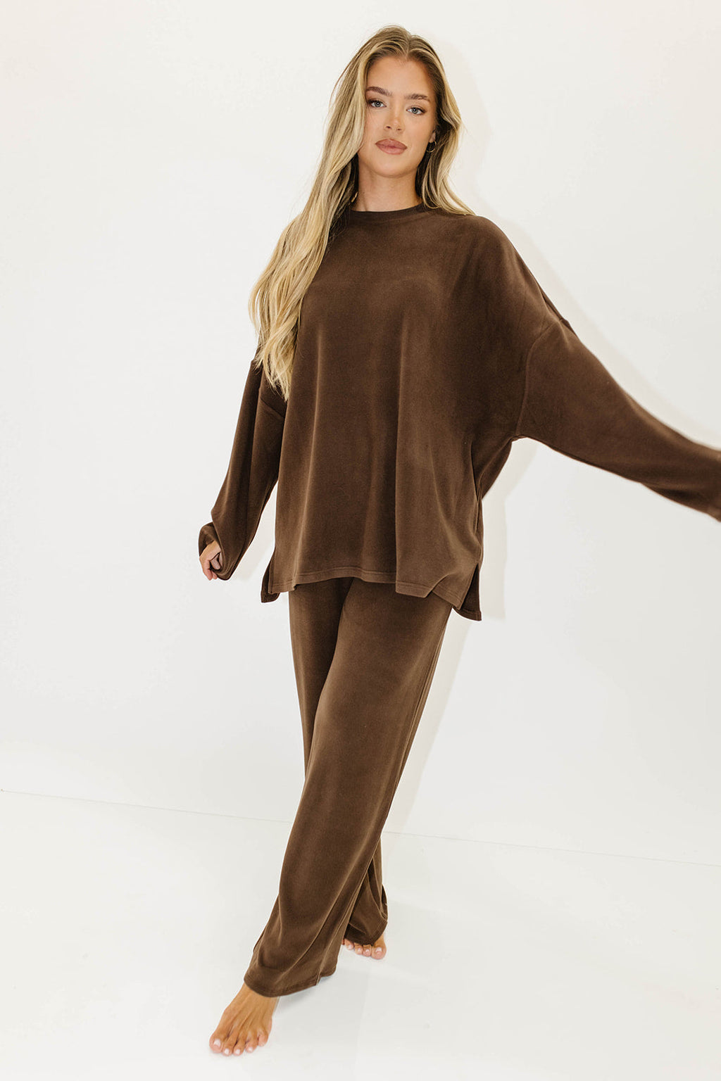 Campbell Fleece Lounge Pants in Chestnut