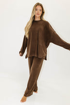Campbell Fleece Lounge Pants in Chestnut