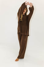 Naomi Oversized Fleece Top in Chestnut