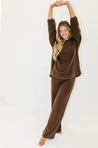 Campbell Fleece Lounge Pants in Chestnut