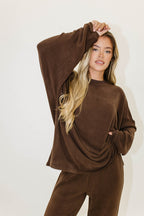 Naomi Oversized Fleece Top in Chestnut