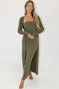 Lina Two Piece Dress Set in Dusty Olive - Bump Friendly