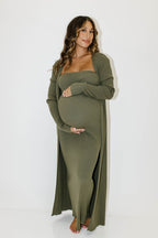 Lina Two Piece Dress Set in Dusty Olive - Bump Friendly
