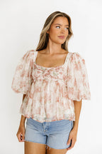 Saint Malo Floral Smocked Top in Peach *Final-Sale*