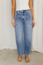Ayla Utility Barrel Jean in Medium Wash Denim