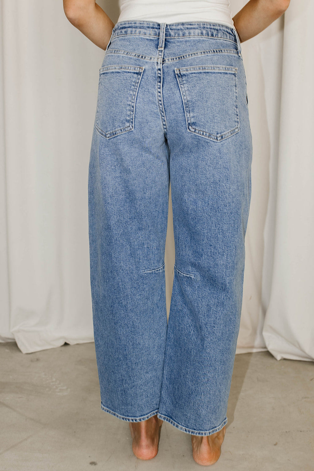 Ayla Utility Barrel Jean in Medium Wash Denim
