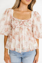 Saint Malo Floral Smocked Top in Peach *Final-Sale*