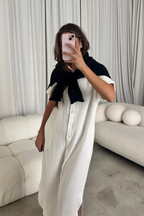 Alison Gauze Shirt Dress in White - Nursing Friendly