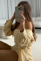 Yacht Club 3 Piece Tube Top and Shorts Set in Honey Butter