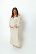 Cecilia 100% Cotton Smocked Maxi Dress in Muted Gold Plaid - Bump Friendly