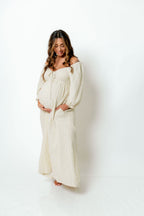 Cecilia 100% Cotton Smocked Maxi Dress in Muted Gold Plaid - Bump Friendly