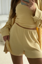 Yacht Club 3 Piece Tube Top and Shorts Set in Honey Butter