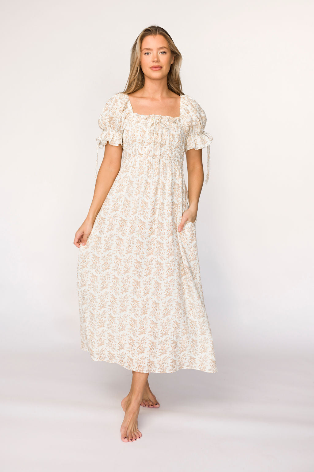 Savanna Steppe 100% Cotton Dress in Taupe - Bump Friendly & Inclusive Sizing (S-3XL)