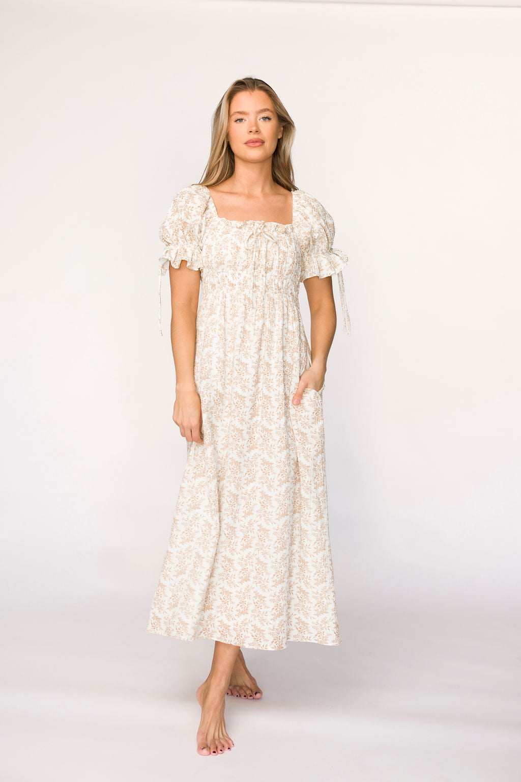 Savanna Steppe 100% Cotton Dress in Taupe - Bump Friendly & Inclusive Sizing (S-3XL)