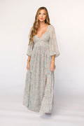 Daphne Long Sleeve Maxi Dress in Sage/Pink/Ivory Floral - Bump Friendly & Inclusive Sizing (XS-3XL)