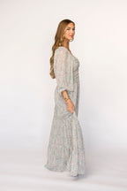 Daphne Long Sleeve Maxi Dress in Sage/Pink/Ivory Floral - Bump Friendly & Inclusive Sizing (XS-3XL)