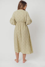 Hunter 100% Cotton Gauze Midi Dress in Thyme/Sage Foliage - Bump Friendly & Inclusive Sizing (XS-3XL)
