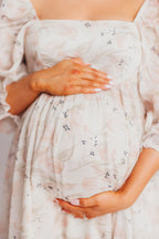Mona Maxi Dress in Summer Peach & Cream Floral - Bump Friendly Inclusive Sizing (S-3XL) (Bust Runs a Bit Small / No Smocking)
