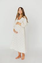 Hunter Midi Dress in Soy/Sage Foliage