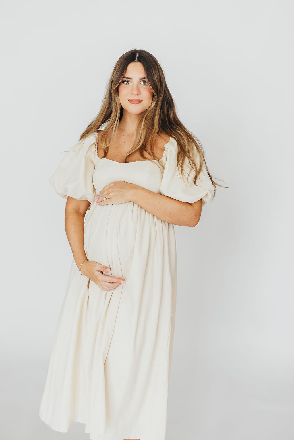 Hamilton Midi Dress in Ivory - Bump Friendly - Restocking in Jan 2026