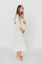 Hunter 100% Cotton Gauze Midi Dress in Soy - Bump Friendly