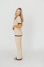 Adele Ribbed Knit Top and Pants Set in Light Taupe *Final-Sale*