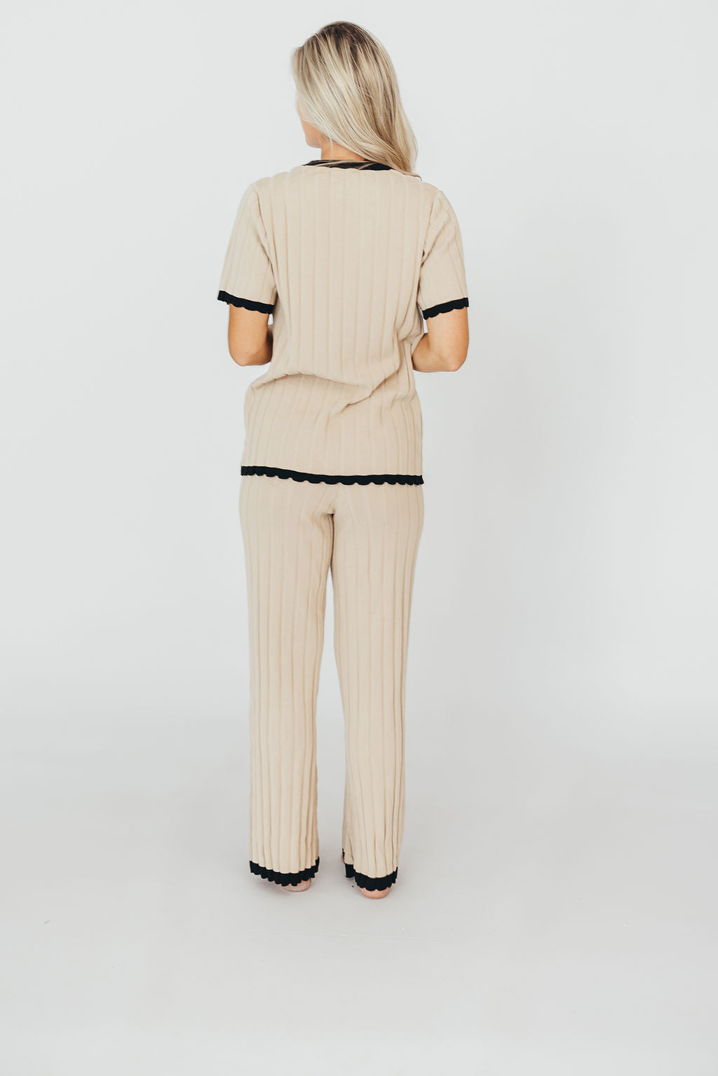Adele Ribbed Knit Top and Pants Set in Light Taupe *Final-Sale*