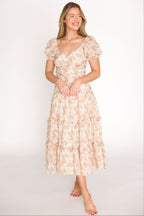 Jenna Ruffled Maxi Sundress in Cream/Multi Floral *Final-Sale*
