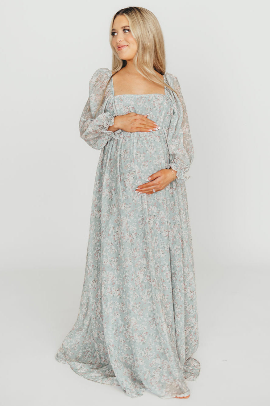 Mona Maxi Dress with Smocking in Sage Green Floral - Bump Friendly & Inclusive Sizing (S-3XL) Restocking in Jan 2026