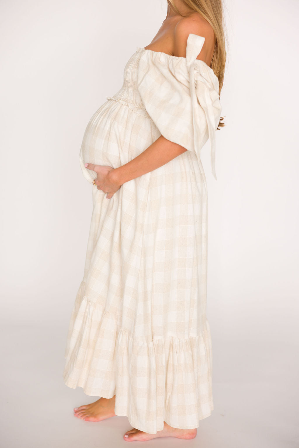 Addyson Elena Maxi Dress in Natural Multi - Cotton/Linen Blend - Bump Friendly & Inclusive Sizing