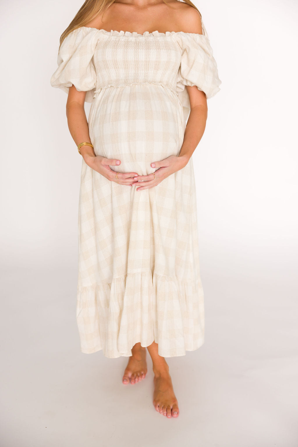 Addyson Elena Maxi Dress in Natural Multi - Cotton/Linen Blend - Bump Friendly & Inclusive Sizing