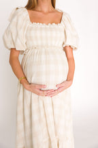 Addyson Elena Maxi Dress in Natural Multi - Cotton/Linen Blend - Bump Friendly & Inclusive Sizing