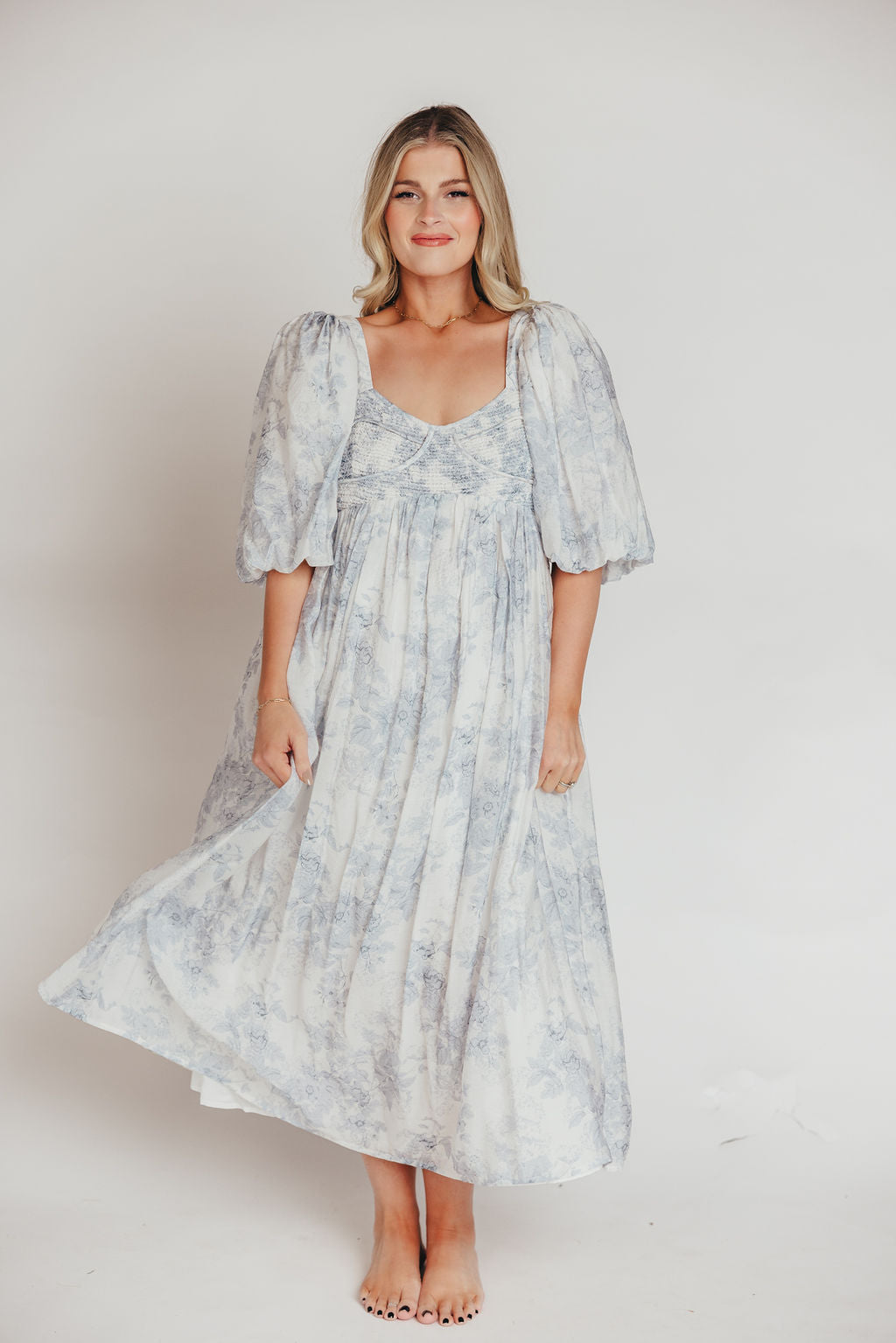 Harlow Maxi Dress in Light Blue Floral - Bump Friendly and Size Inclusive