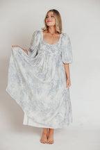 Harlow Maxi Dress in Light Blue Floral - Bump Friendly and Size Inclusive