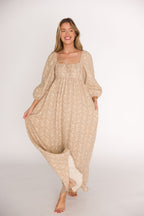 Peyton 100% Cotton Maxi Dress in Mocha Floral - Bump Friendly (XS-XL)