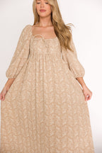 Peyton 100% Cotton Maxi Dress in Mocha Floral - Bump Friendly (XS-XL)