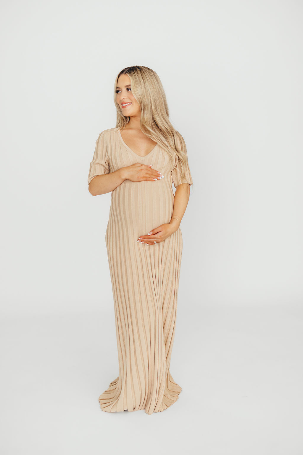 Oakley Ribbed Maxi Dress in Taupe - Bump Friendly *Final-Sale* *Final Sale*